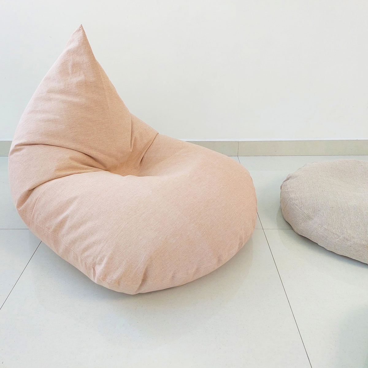 LARA Pale pink/Blush bean bag in handloom cotton Slight Defect