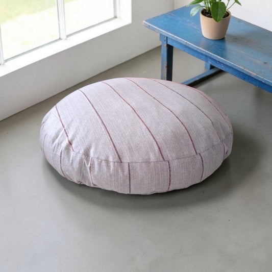 Round floor cushion in handloom cotton - REKHA