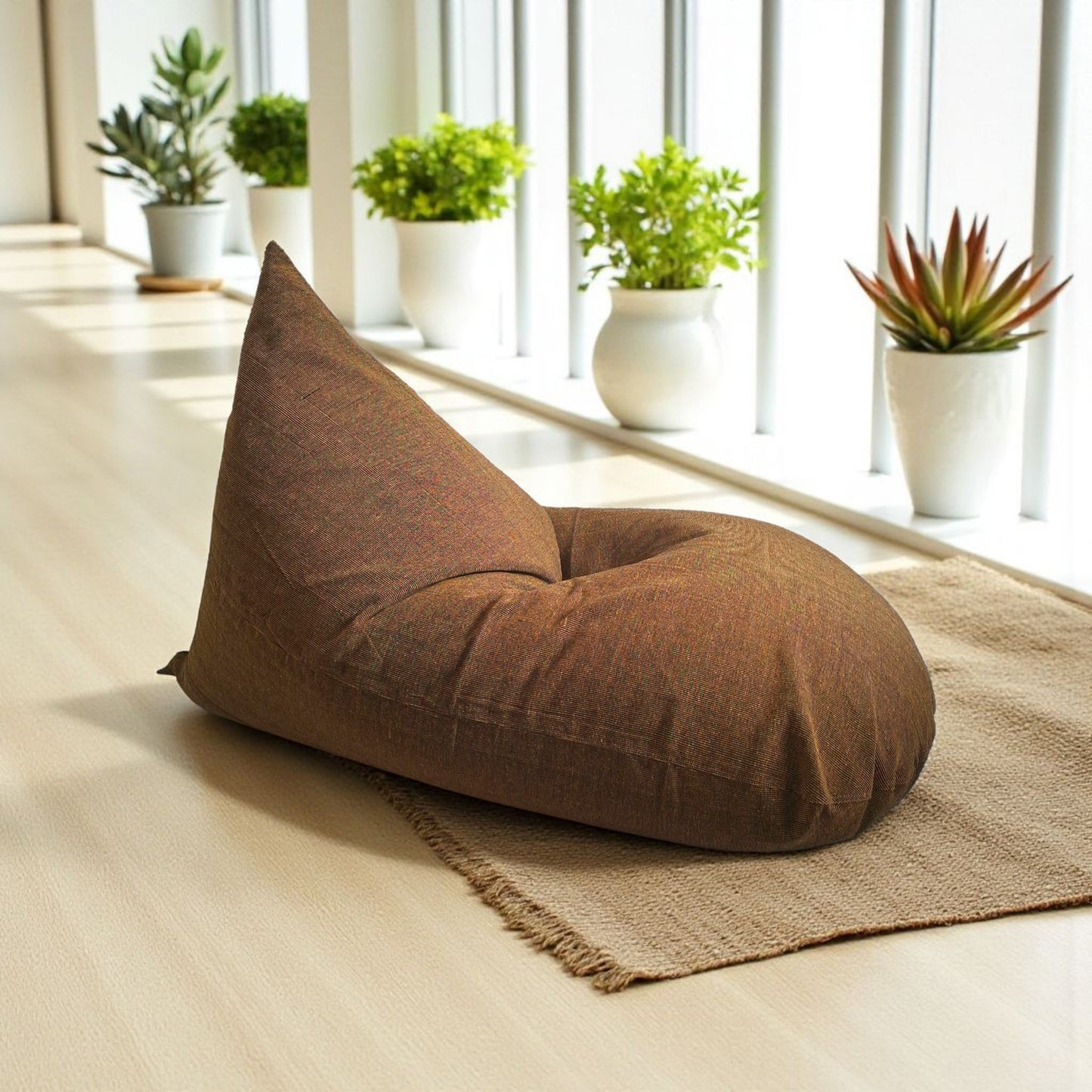 RIO brown bean bag in handloom cotton XL