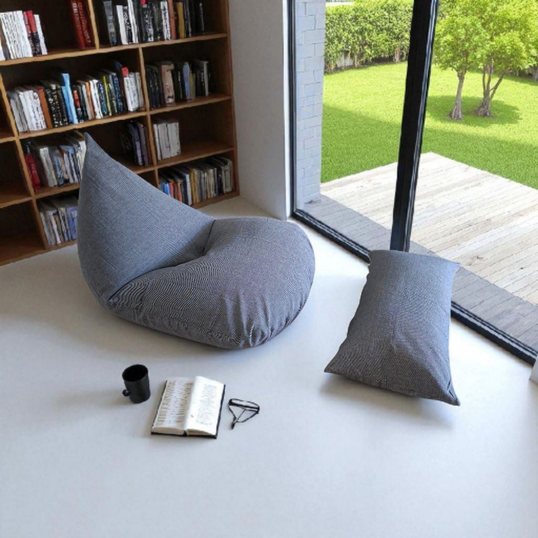 Oscar bean bag in handloom cotton with foot rest