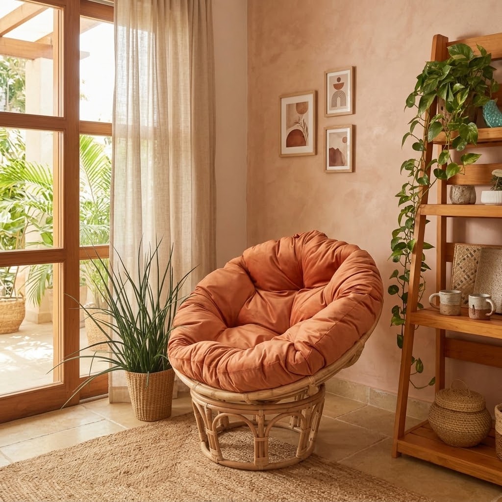 CATALINA Tan Orange Papasan Chair Cushion