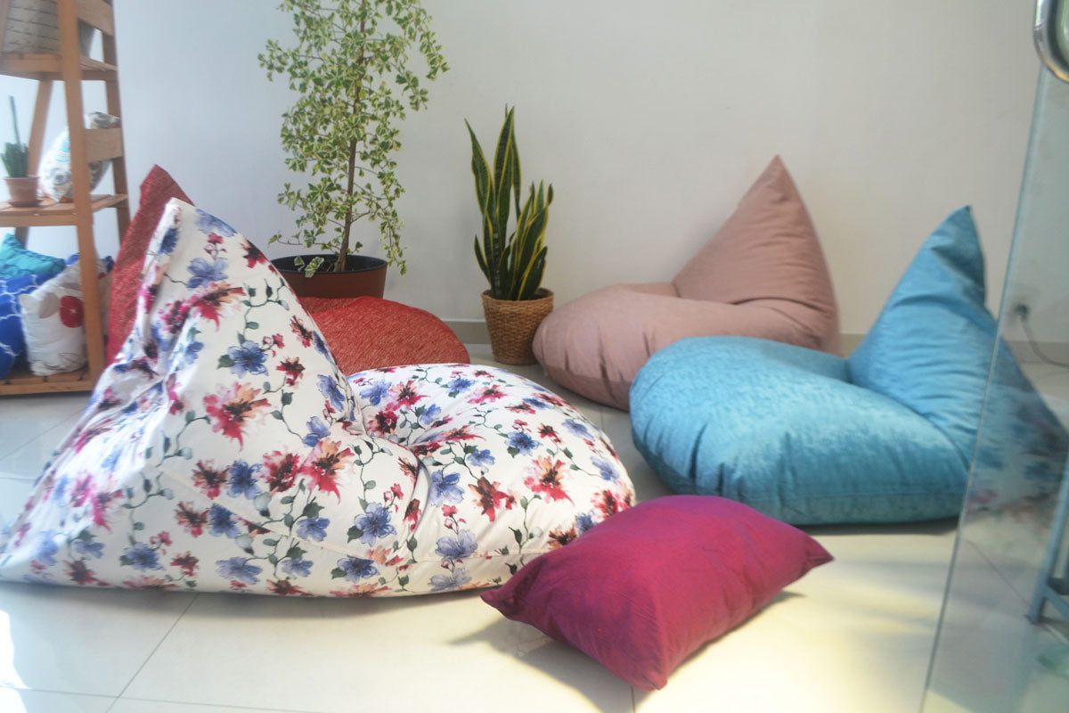 Floral bean bag in velvet - Cassandra