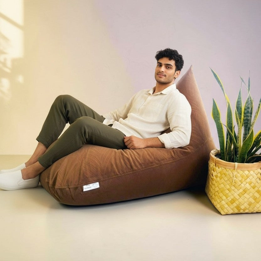 Brown bean bag in velvet - Kaaya
