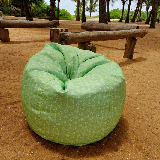 Green waterproof outdoor bean bag, Round compact - Walls of Taj