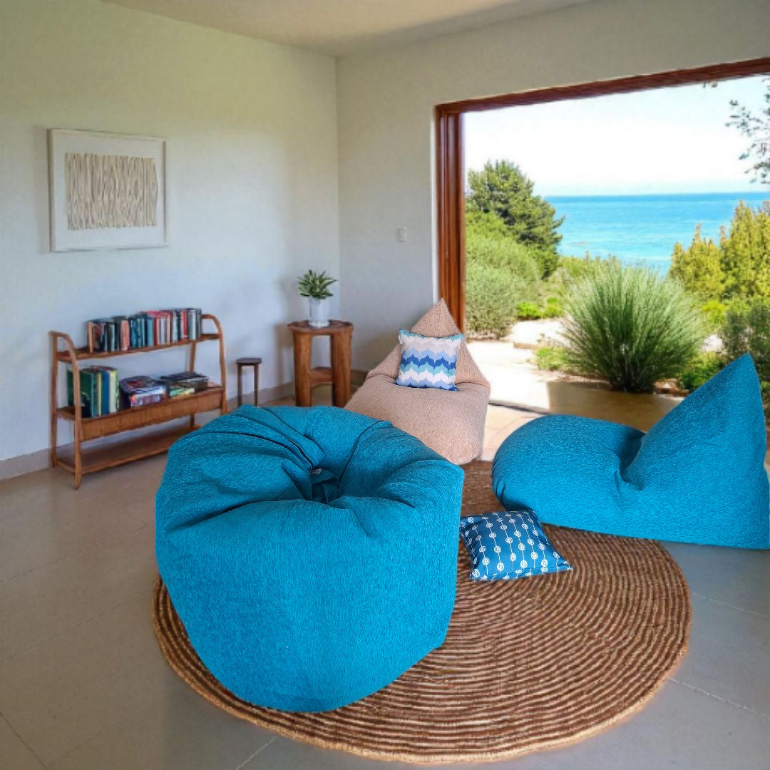 CAPRI Blue Round XL bean bag chair