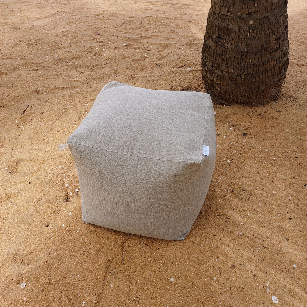 Outdoor Pouf / Ottoman/foot stool in beige/sand - Ella