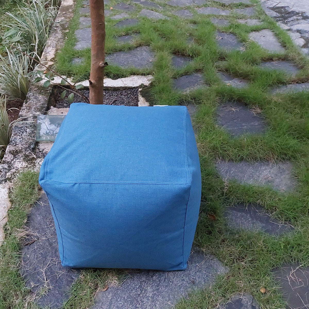 Blue Outdoor Pouf / Ottoman/Foot Stool