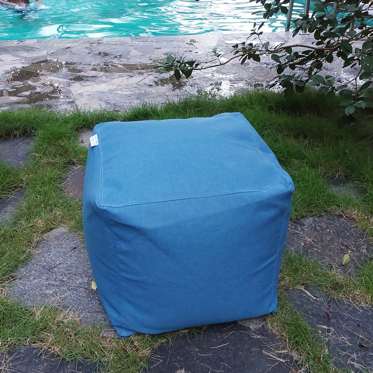 Blue Outdoor Pouf / Ottoman/Foot Stool