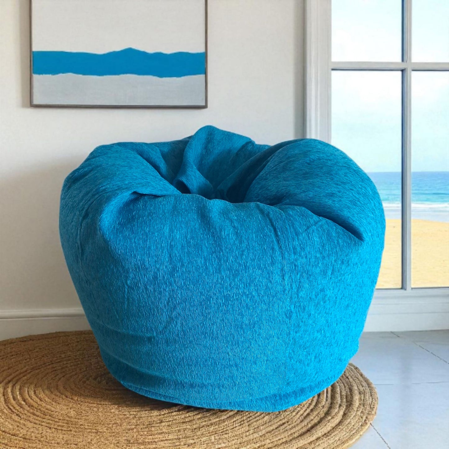 CAPRI Blue Round XL bean bag chair