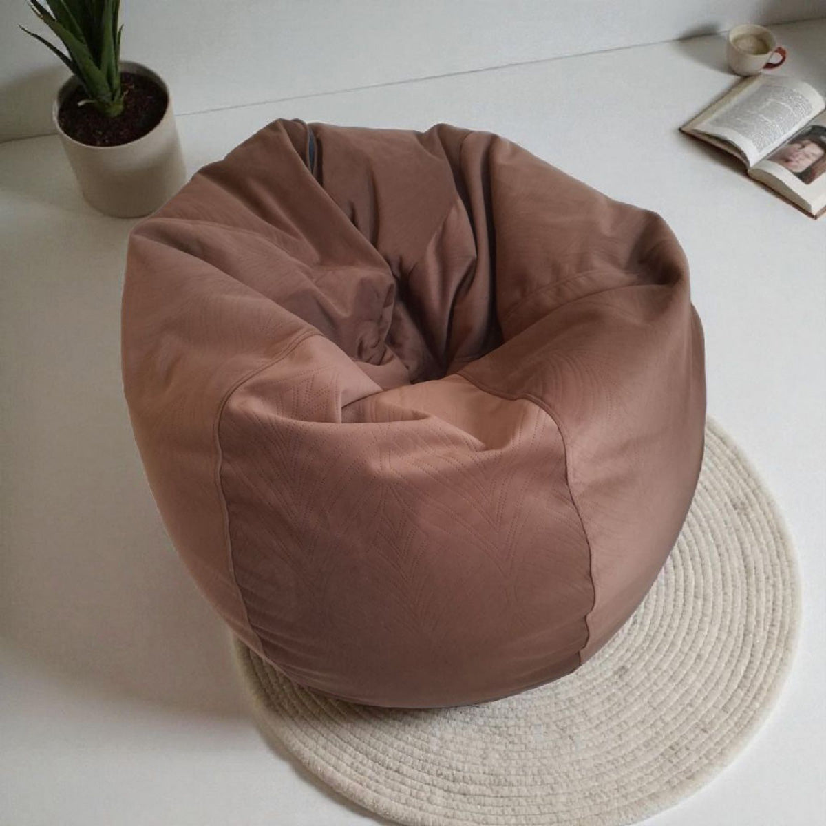 KAAYA round compact bean bag chair - Brown