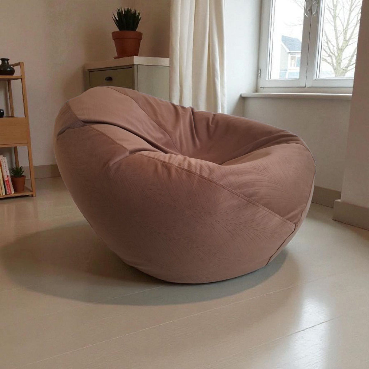 KAAYA round compact bean bag chair - Brown