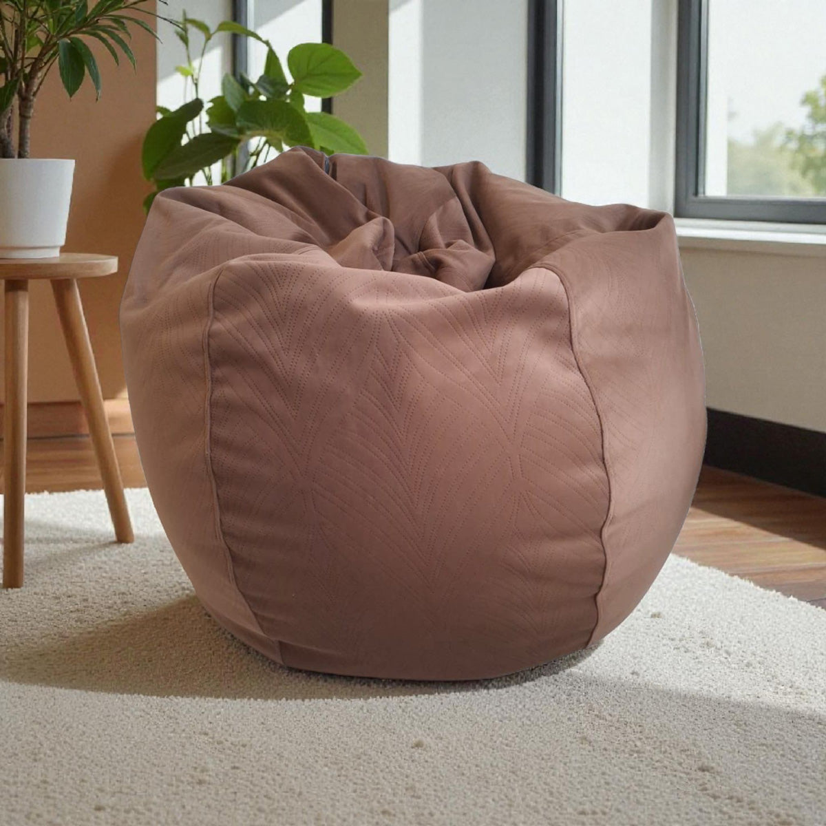 KAAYA round compact bean bag chair - Brown