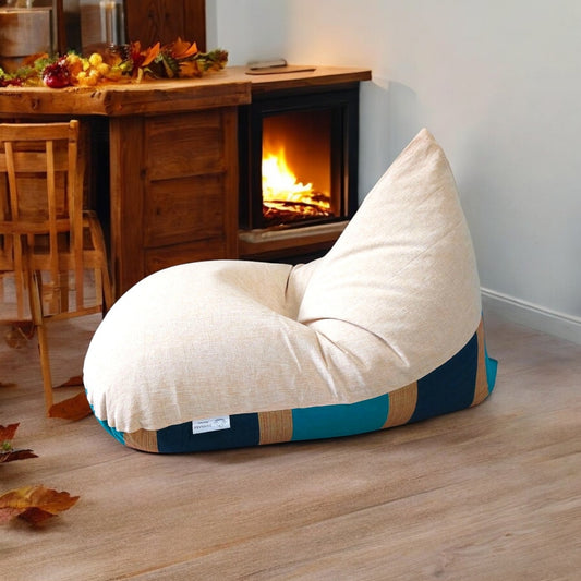 ALLURE - Peach and Blue cotton bean bag chair