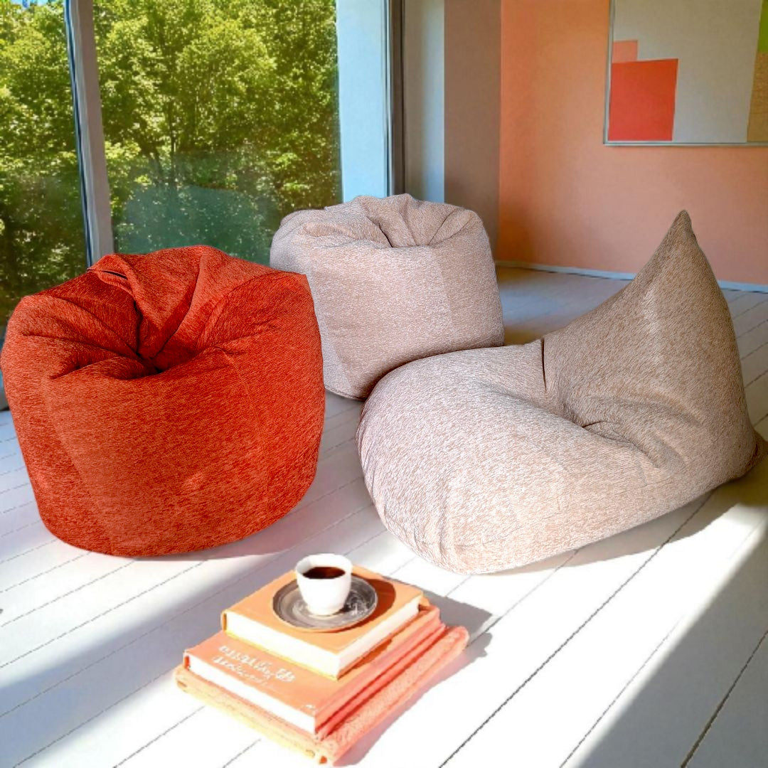 TWILIGHT Orange Round XL bean bag chair