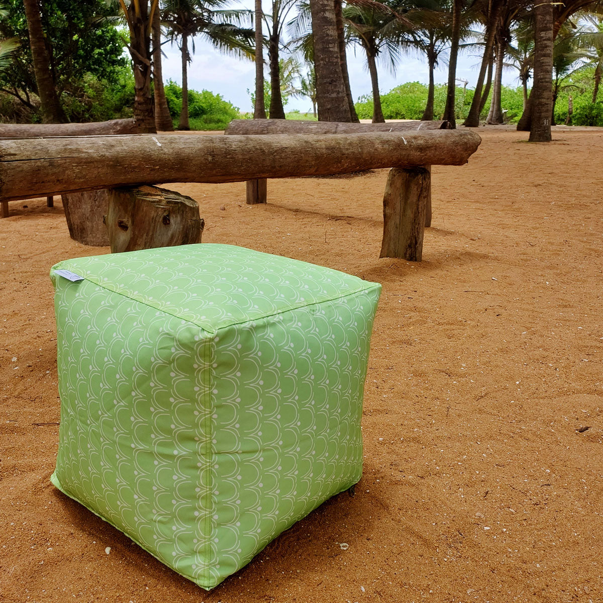 Outdoor Pouf / Ottoman/foot stool in Apple Green - Walls of Taj