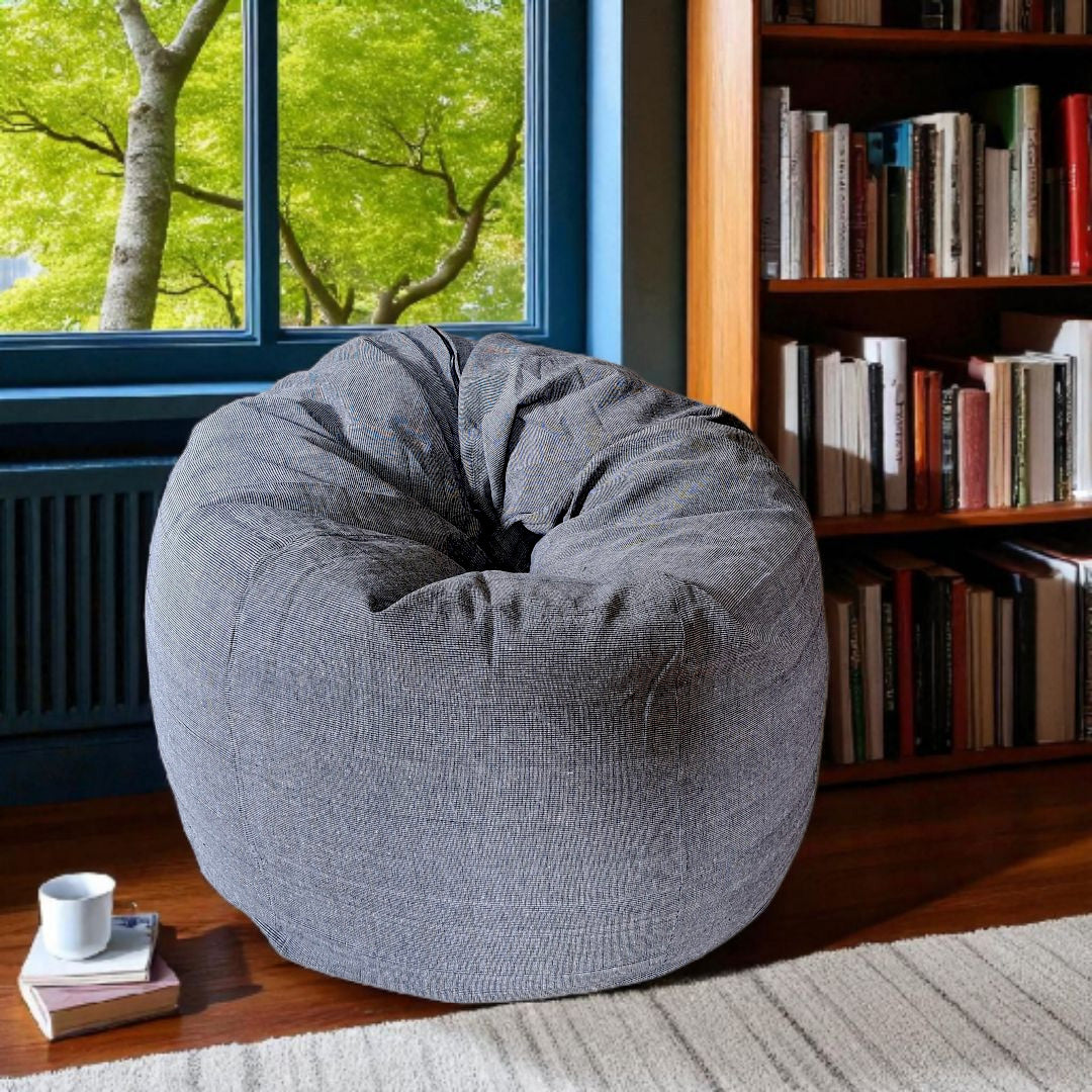 Oscar round XL bean bag chair in handloom cotton