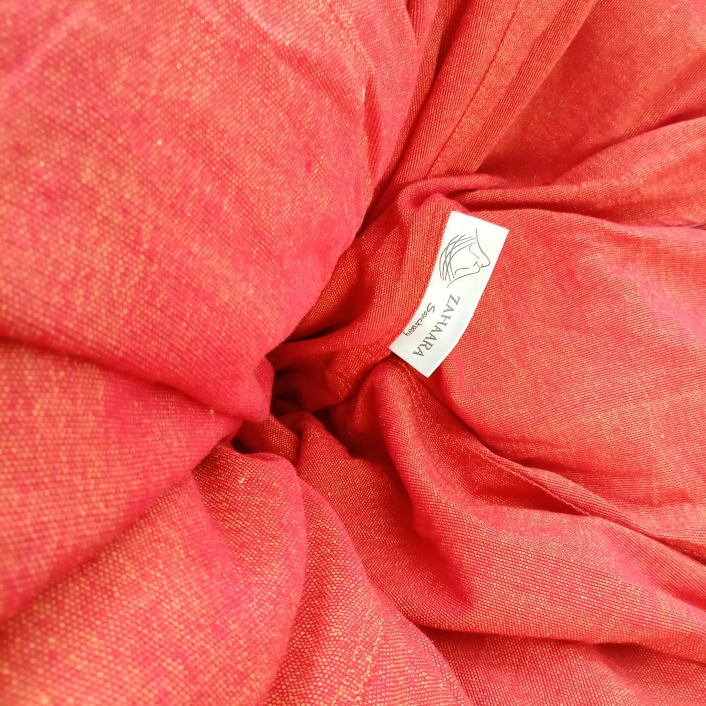 SURYA orange round compact bean bag chair in handloom cotton