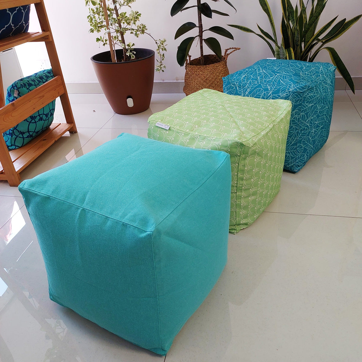 Outdoor Pouf / Ottoman/foot stool in Blue - Bed of Leaves