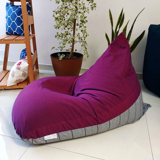 AMATISTA - Purple and grey cotton bean bag chair