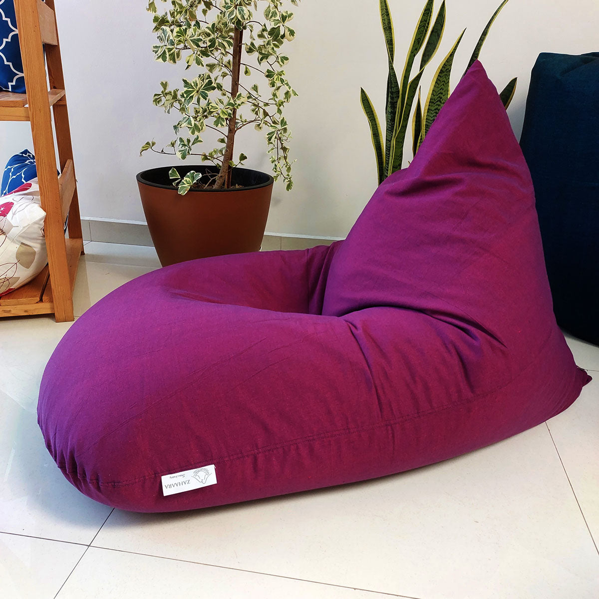 AMATISTA - Purple cotton bean bag chair