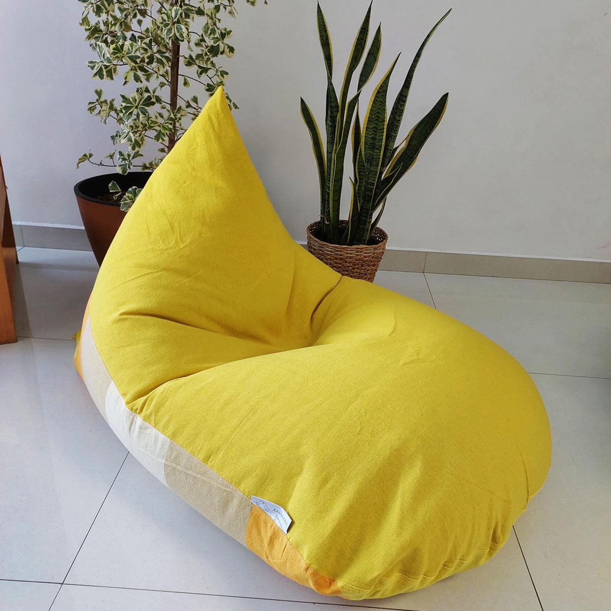 RAYS Large yellow and Orange bean bag cover in handloom cotton